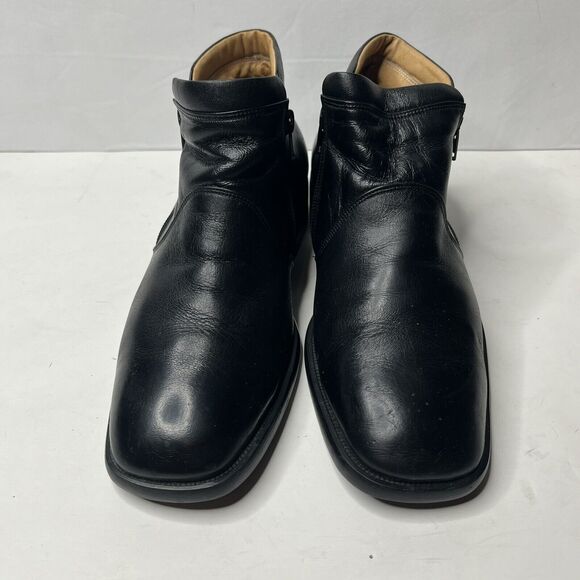 PabDer Black Calf Leather Made in ITALY Handmade Zipper Boots Mens Size 6.5 - Picture 2 of 14